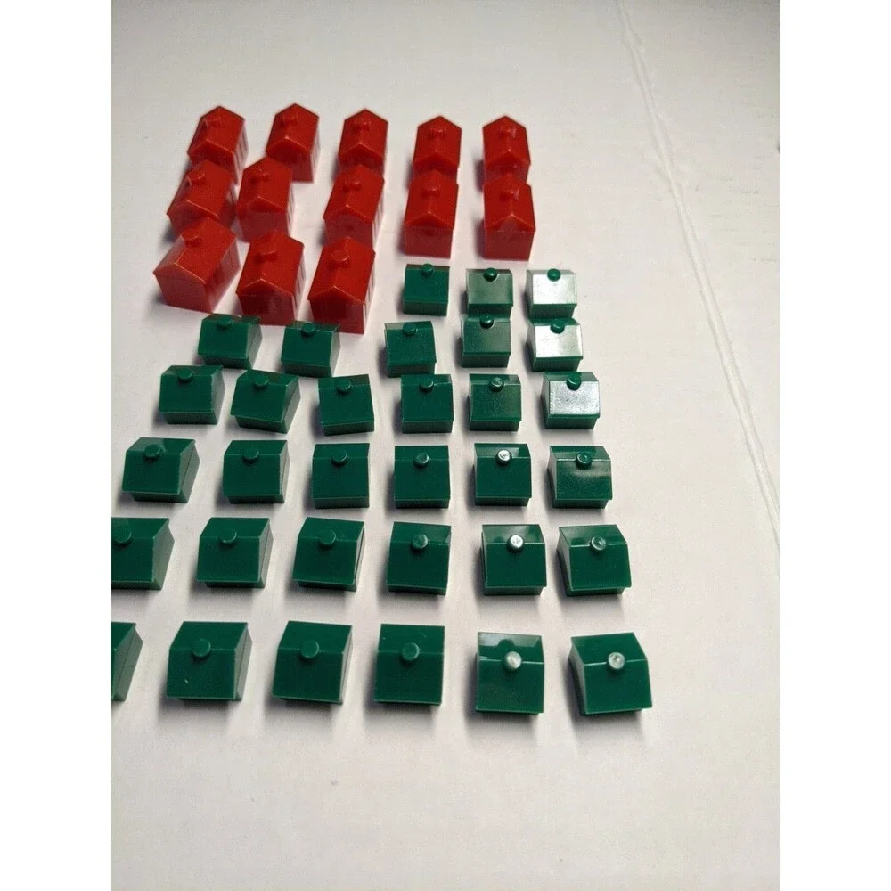 Lot Of (46) Red And Green Monopoly House And Hotel Pieces